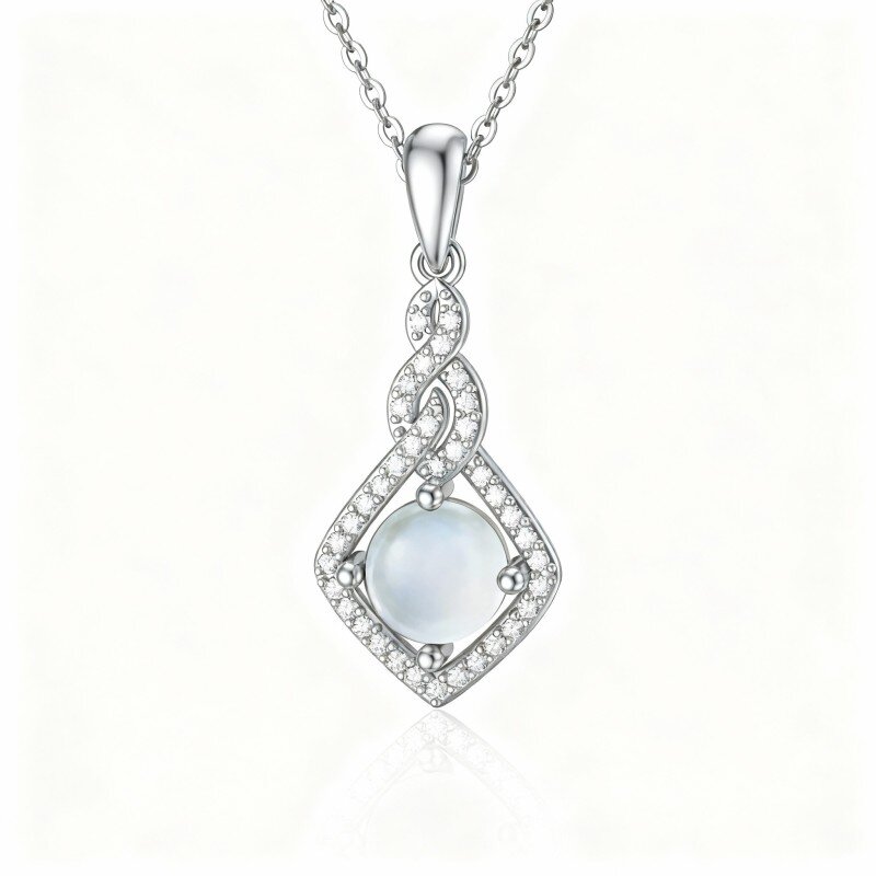 قلادة مربعة من الذهب الأبيض عيار 10 قيراط مرصعة بحجر القمر والزركونيا المكعبة-14