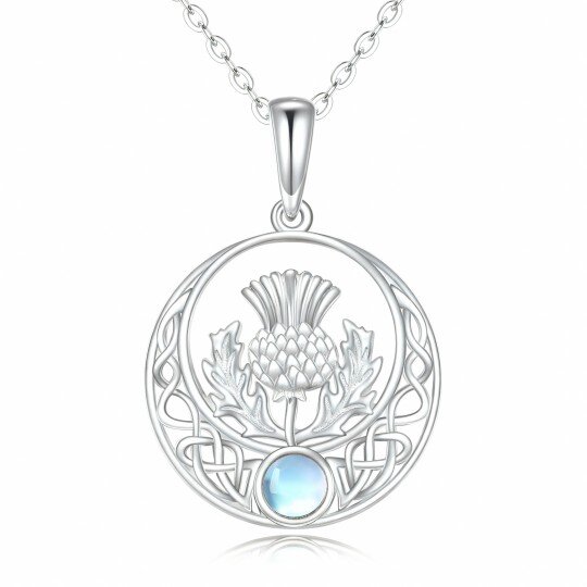 Colar com pendente Árvore da Vida e Nó Celta em Ouro Branco 10K com Pedra da Lua