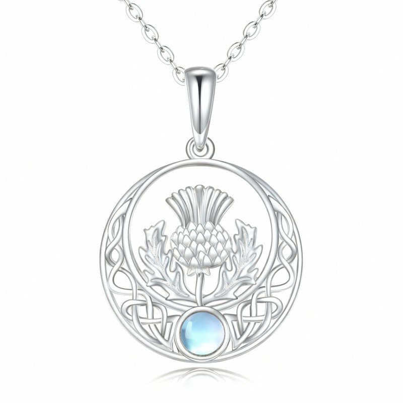 10K White Gold Moonstone Tree Of Life & Celtic Knot Pendant Necklace-19