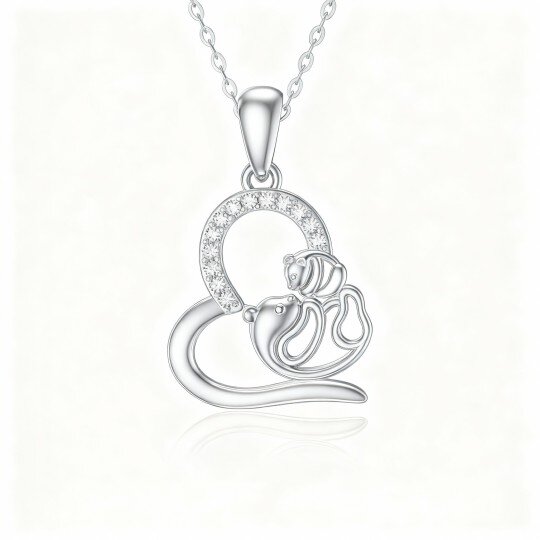 10K White Gold Mother & Daughter Pendant Necklace