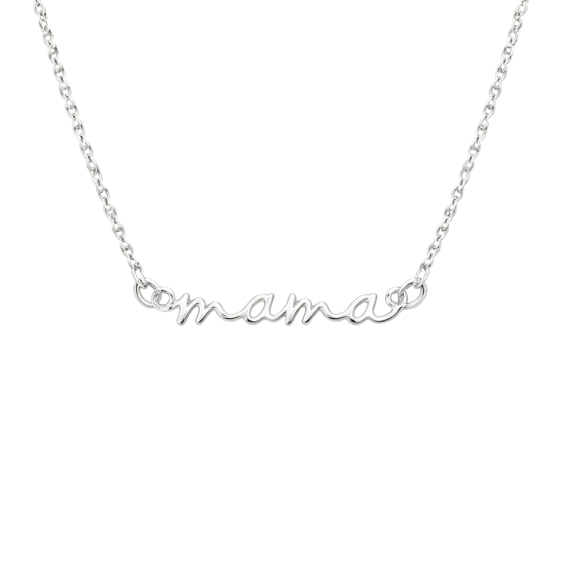 Collar con iniciales para madre y mamá en oro blanco de 10 quilates-1