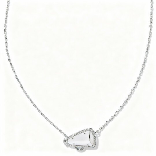 Collier pendentif en or blanc 10 carats et nacre