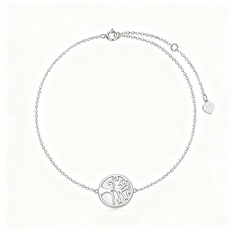 10K witgouden armband met parelmoeren boom des levens-15