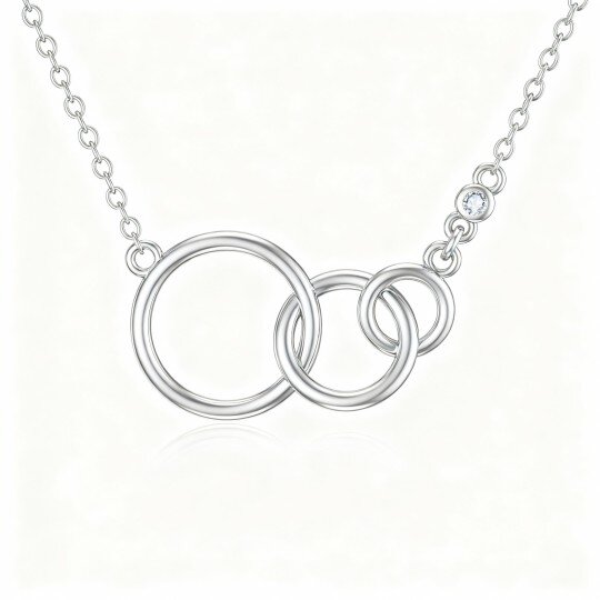 10K White Gold Cubic Zirconia Mother Pendant Necklace