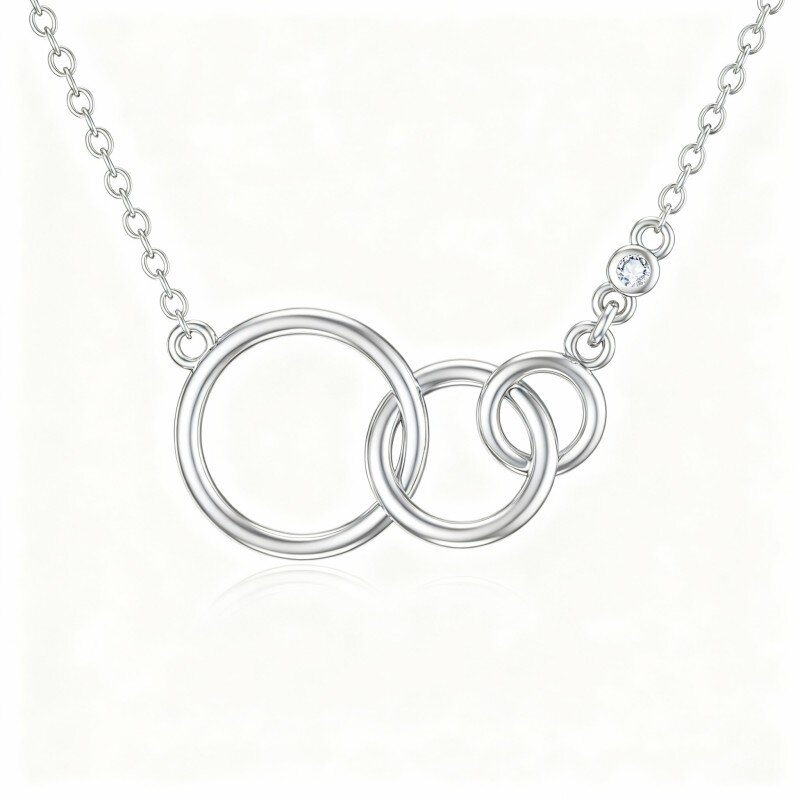 10K White Gold Cubic Zirconia Mother Pendant Necklace-5