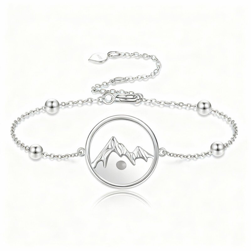 10K White Gold Mountains & Mustard Seeds Charm Bracelet-8