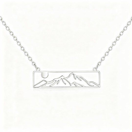 10K White Gold Mountains Pendant Necklace