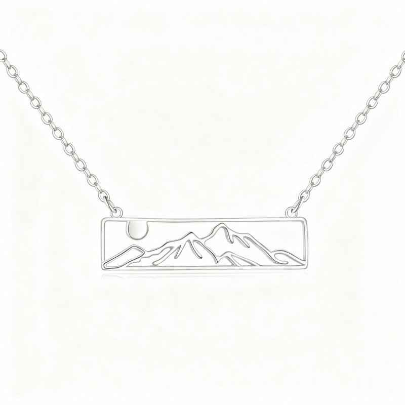 Collar con colgante de montañas en oro blanco de 10 quilates-4