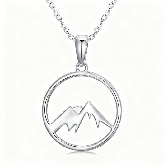 Colar com pendente montanhas em ouro branco 10K