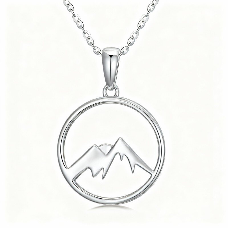 Collar con colgante de montañas en oro blanco de 10 quilates-1
