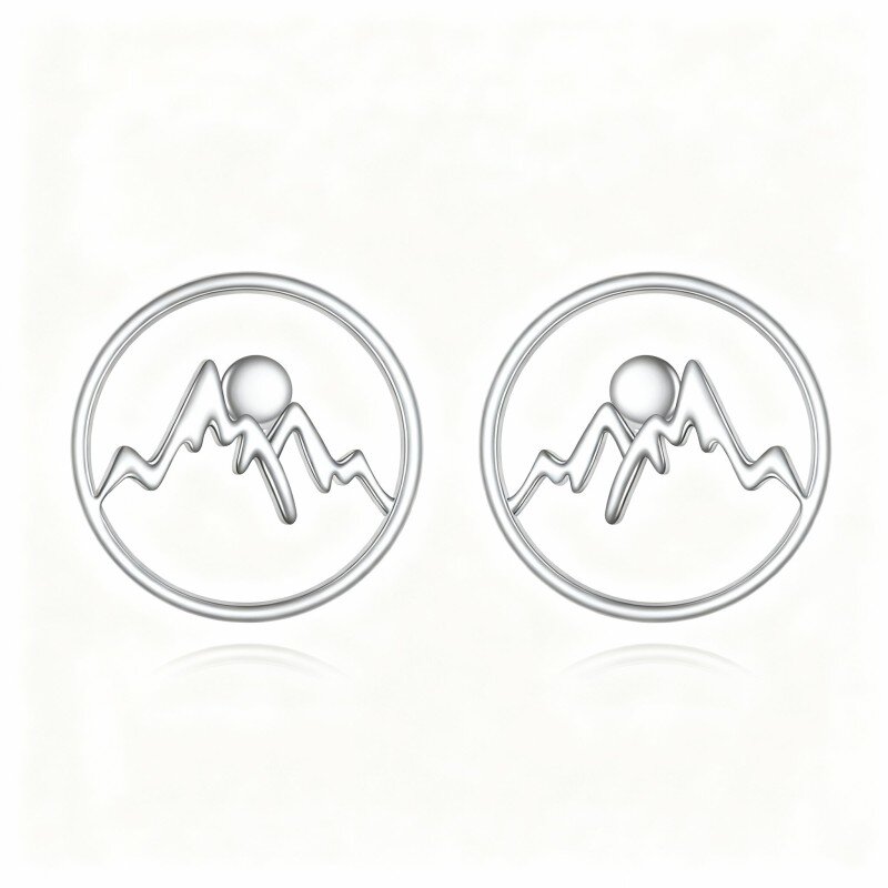 10K White Gold Mountains Stud Earrings-9