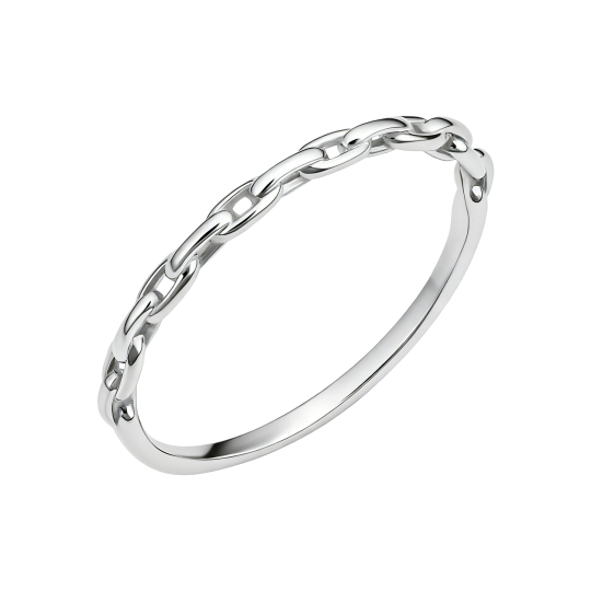 Anillo apilable de oro blanco de 10 quilates sin piedras, con forma de clip de papel.