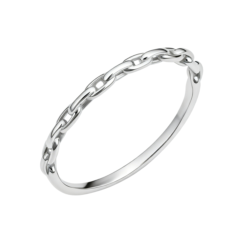 Bague empilable en or blanc 10 carats sans pierre, forme trombone-15