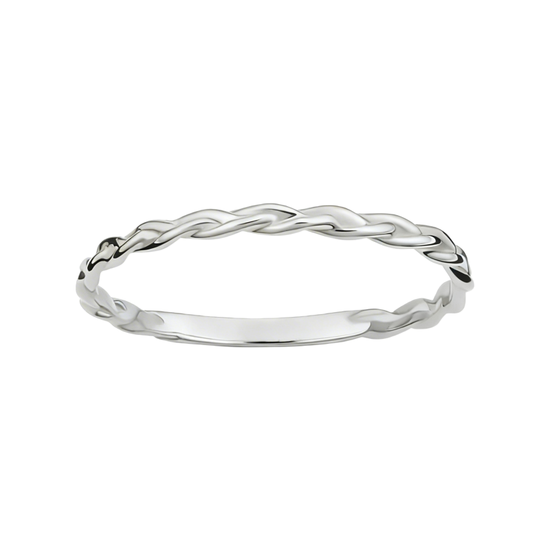 Bague empilable en or blanc 10 carats sans pierre-18