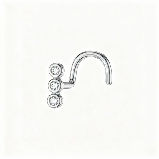 10K White Gold Cubic Zirconia Nose Ring
