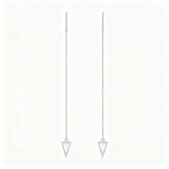 10K White Gold Opal Drop Earrings