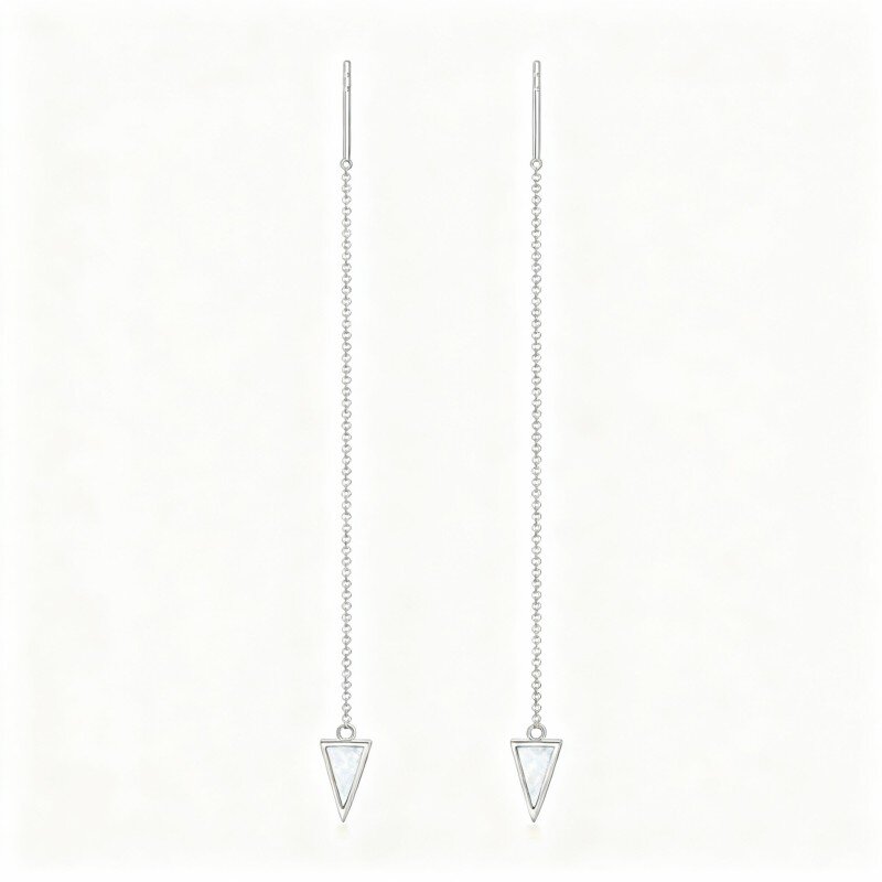 Brincos gota com opala em ouro branco 10K-20