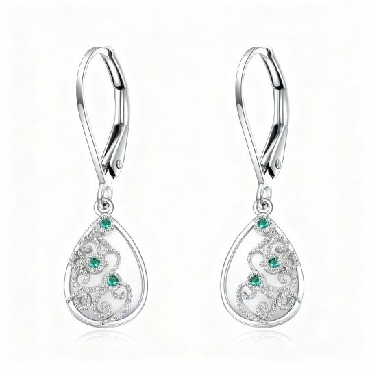 10K White Gold Opal Drop Shape Drop Earrings