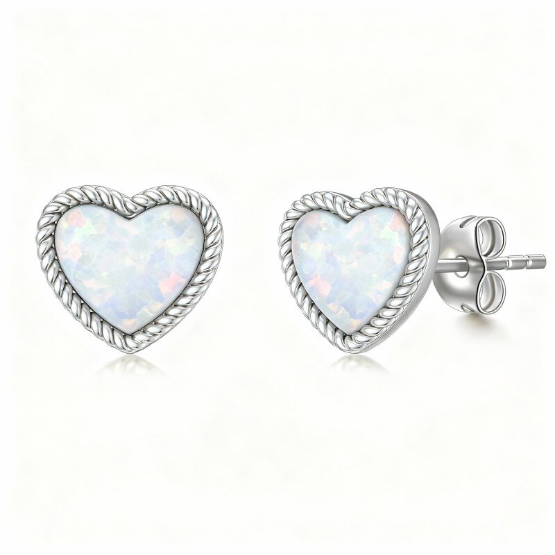 أقراط أذن من الذهب الأبيض عيار 10 قيراط مرصعة بحجر الأوبال على شكل قلب-11