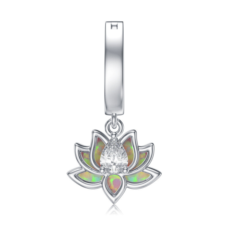 Platinum with White Gold Plated Opal Lotus Belly Button Ring-1