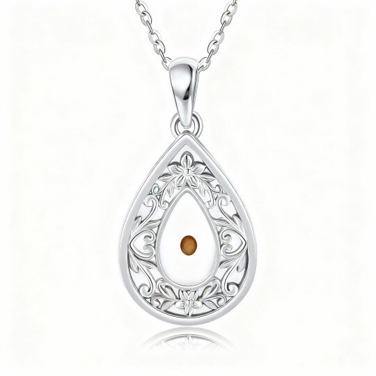10K White Gold Opal Mustard Seeds Pendant Necklace