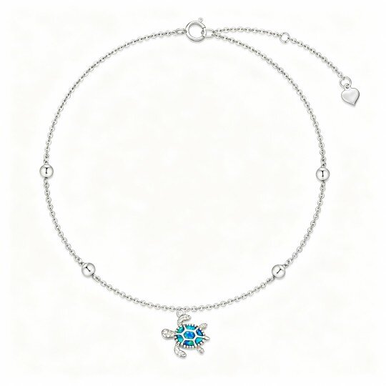 Pulseira com pendente tartaruga marinha em ouro branco 14K e opala