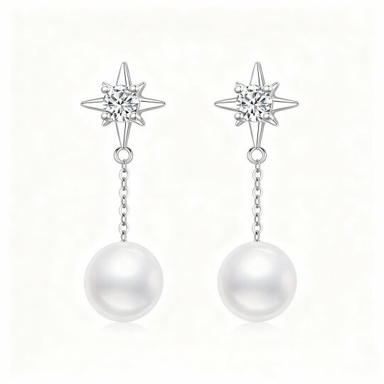 10K White Gold Opal Star Drop Earrings