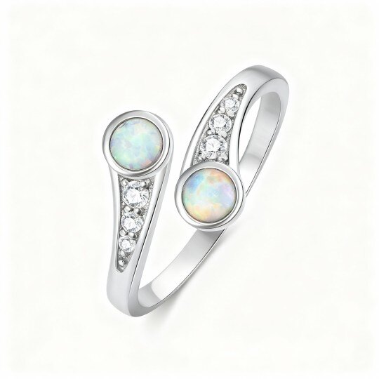 Zehenring aus 10-karätigem Weißgold mit Zirkonia und Opal