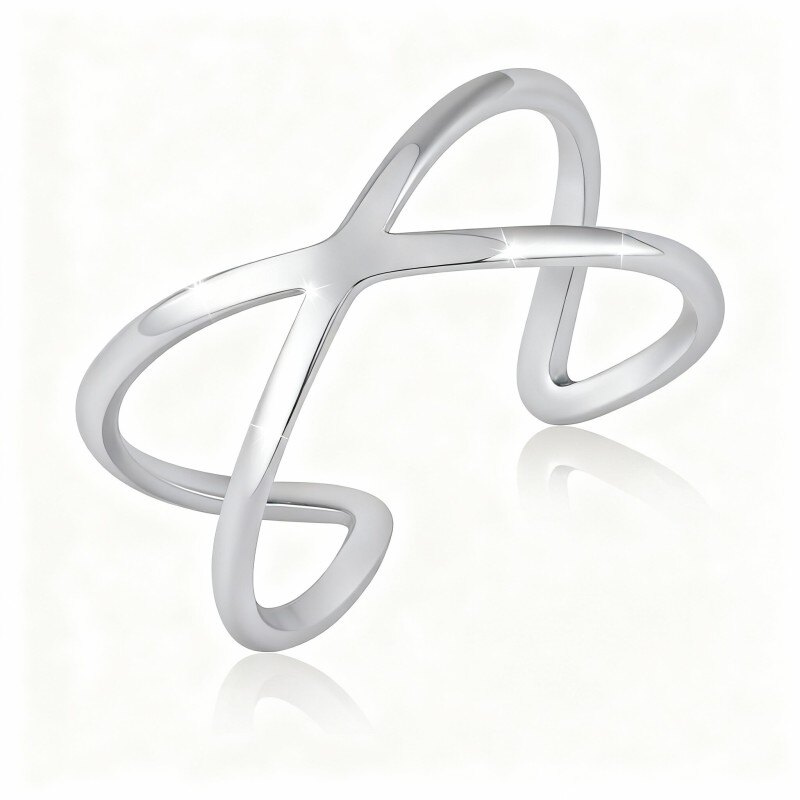 Bague ouverte en or blanc 10 carats-1