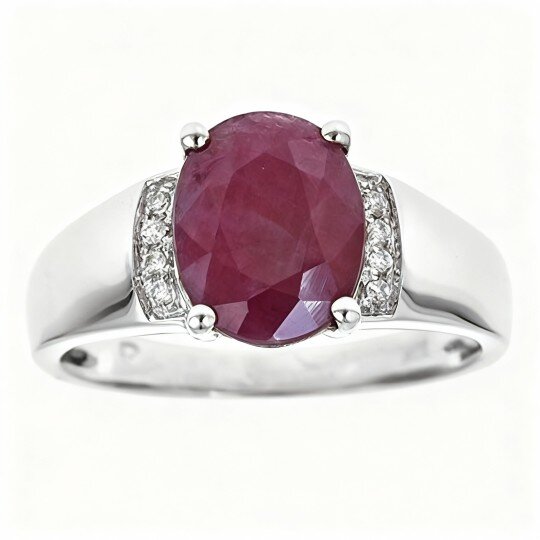 Anel de Noivado Personalizado em Ouro Branco 10K com Corte Oval