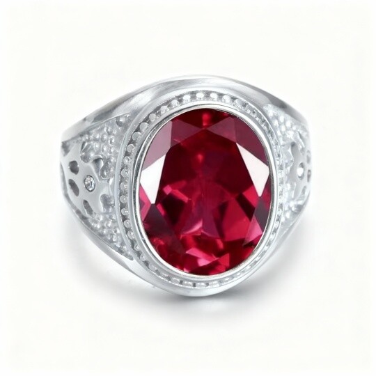 10K White Gold Oval Cut Custom Ring for Men