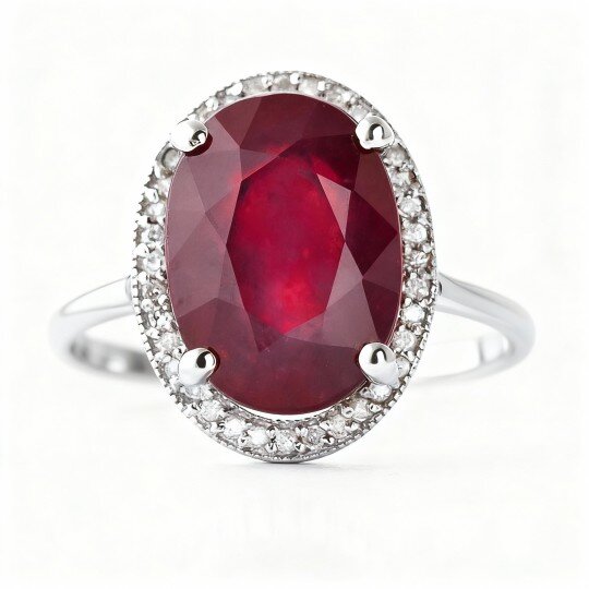 Anel personalizado em ouro branco 9K com corte oval