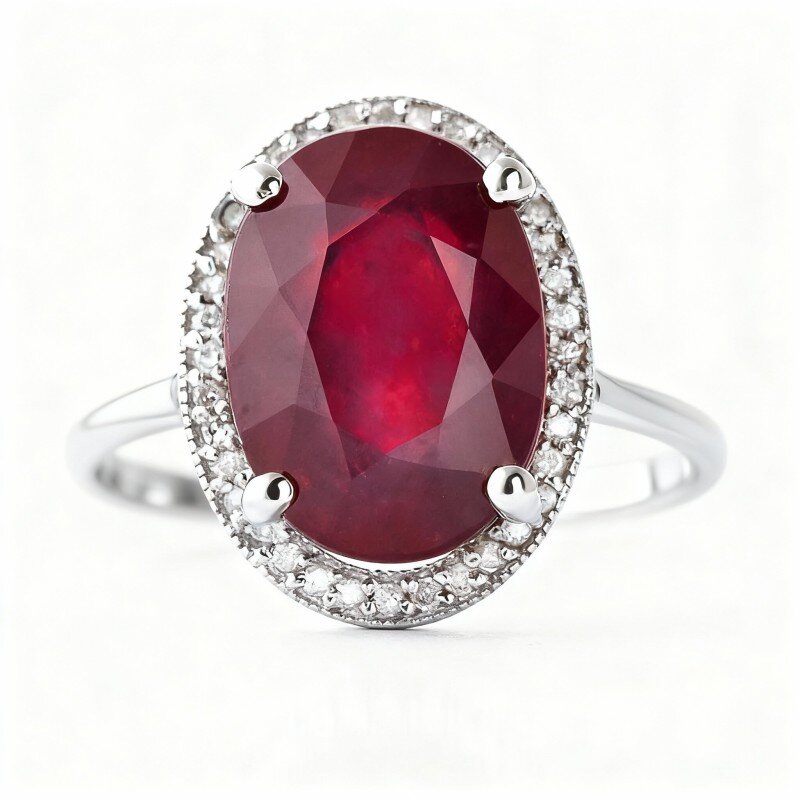 Anello personalizzato taglio ovale placcato in platino con oro bianco-1