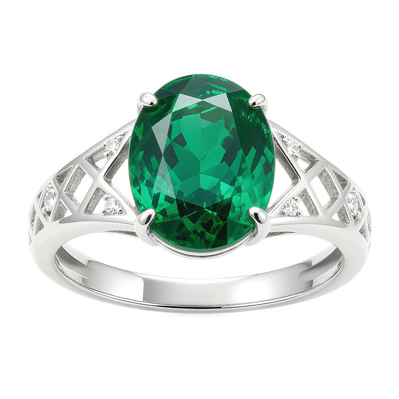 Anillo de compromiso de oro blanco de 18 quilates con corte ovalado-1