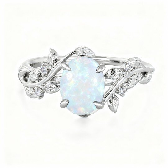 10K White Gold Oval Cut Ivy Engagement Ring