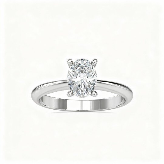 10K White Gold Oval Cut Moissanite Engagement Ring