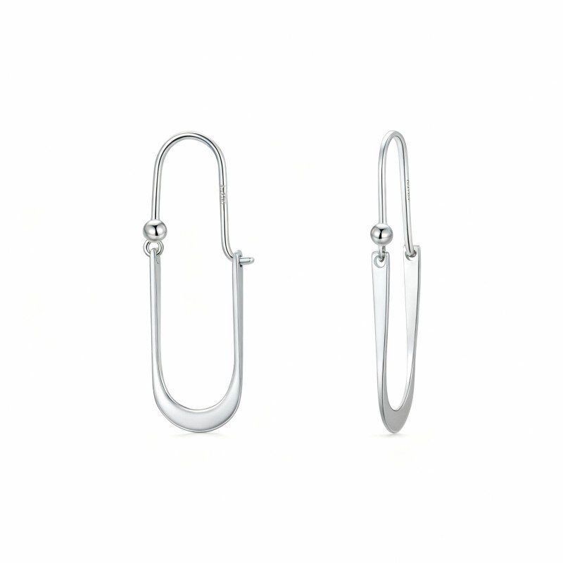 Kolczyki wiszące w kształcie owalu z 10-karatowego białego złota-14