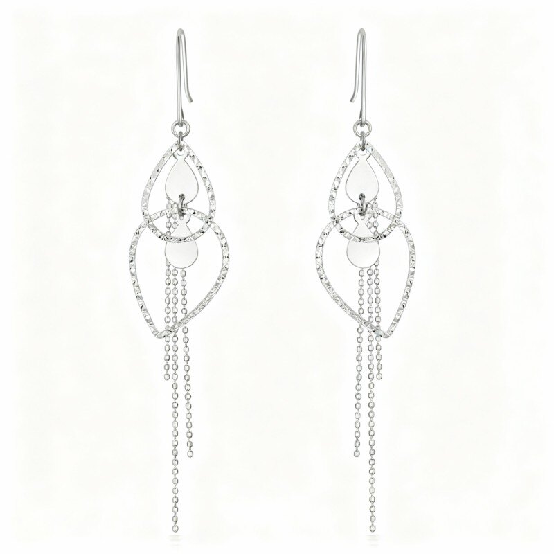 Ovale Ohrhänger aus 10-karätigem Weißgold-17