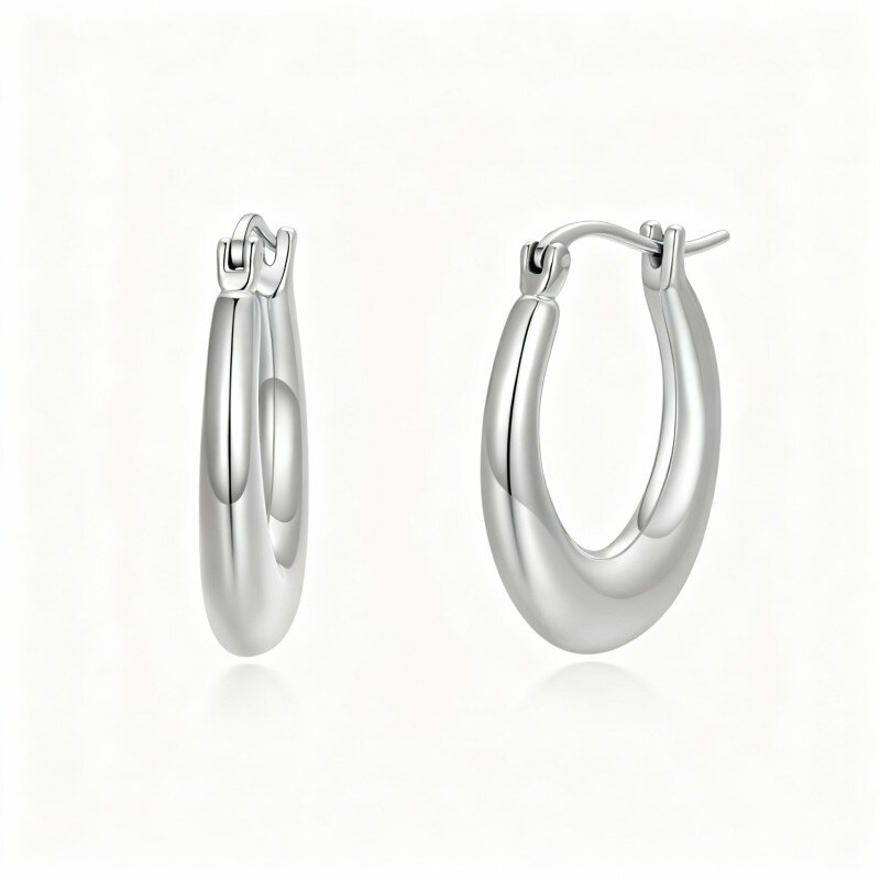 Kolczyki koła z białego złota próby 10K w kształcie owalu-17