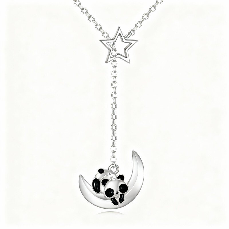 Platinum with White Gold Plated Panda Adjustable Y Necklace-1