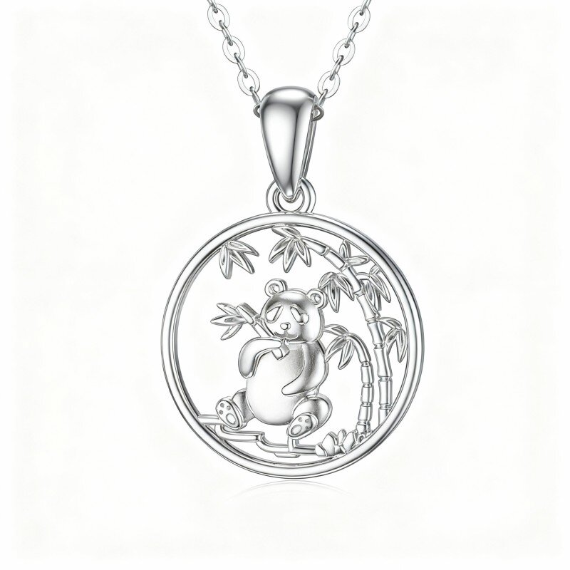 10K White Gold Panda Pendant Necklace-4