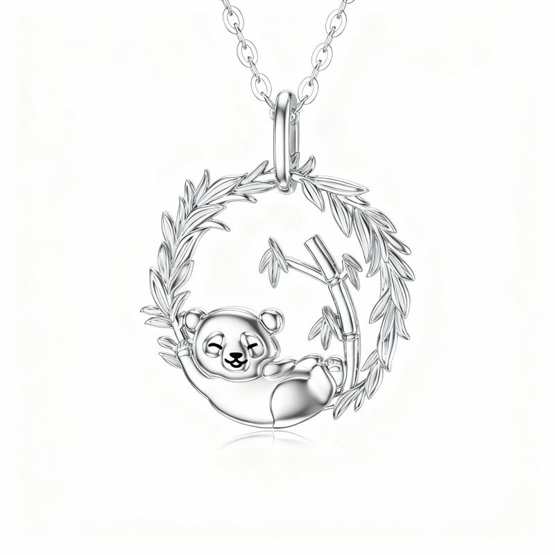 10K White Gold Panda Pendant Necklace-8