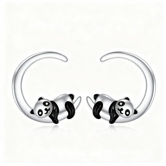 10K White Gold Panda Stud Earrings