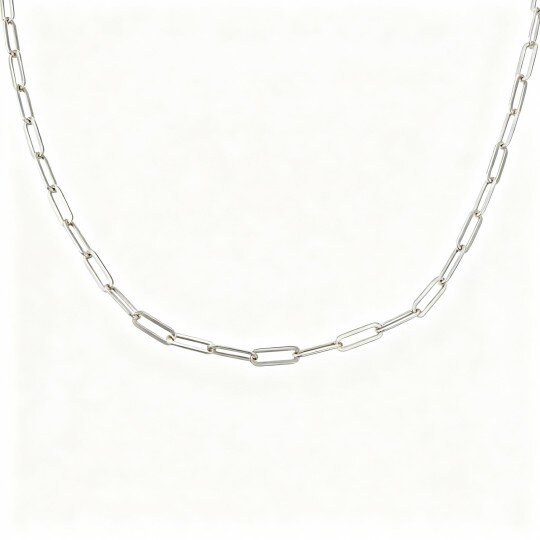 Colar com pendente clipe de papel em ouro branco 10K