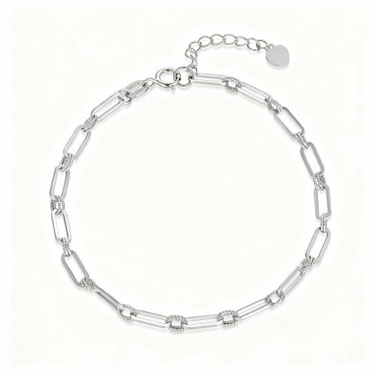 10K White Gold Paper Clip Single Chain Anklet