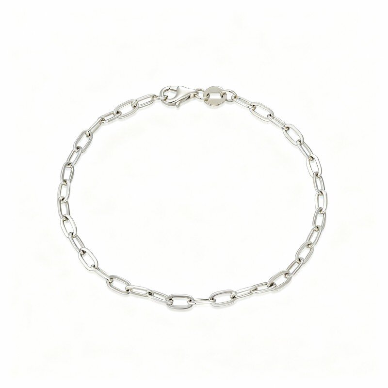 10K White Gold Paperclip Bracelet-18