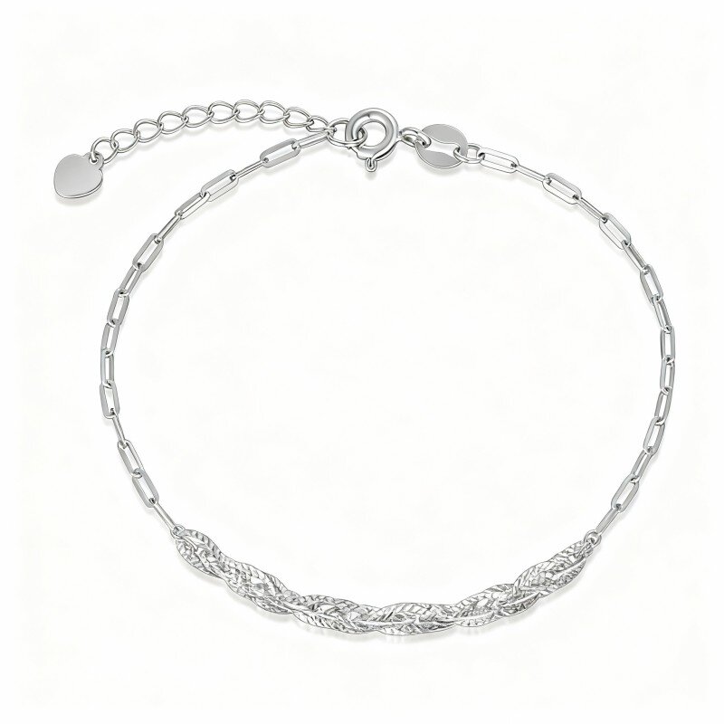 10K White Gold Paperclip Bracelet-19
