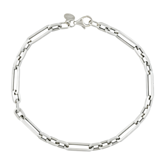 Pulseira de clipe de papel em ouro branco 10K