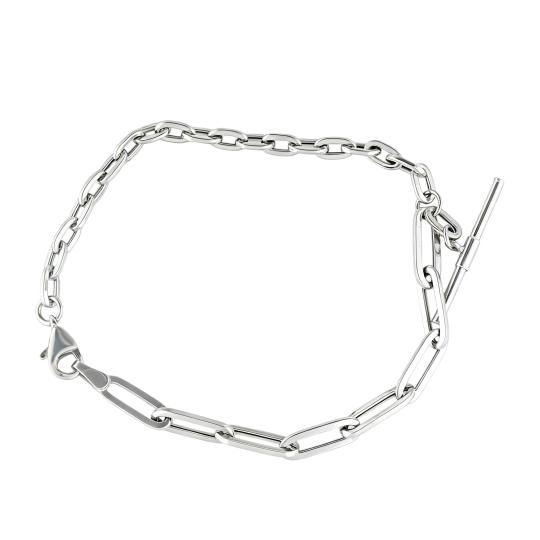 Pulseira de clipe de papel em ouro branco 10K