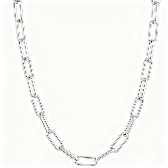 Colar com pendente clipe de papel em ouro branco 10K